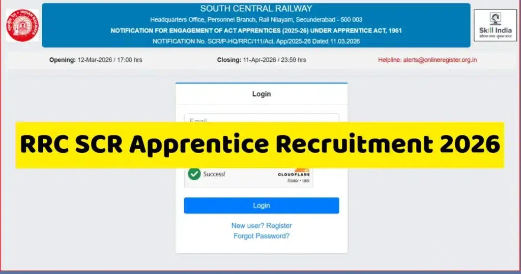 South Central Railway Apprentice Recruitment 2026 - Apply Online for 2801 Act Apprentice Posts