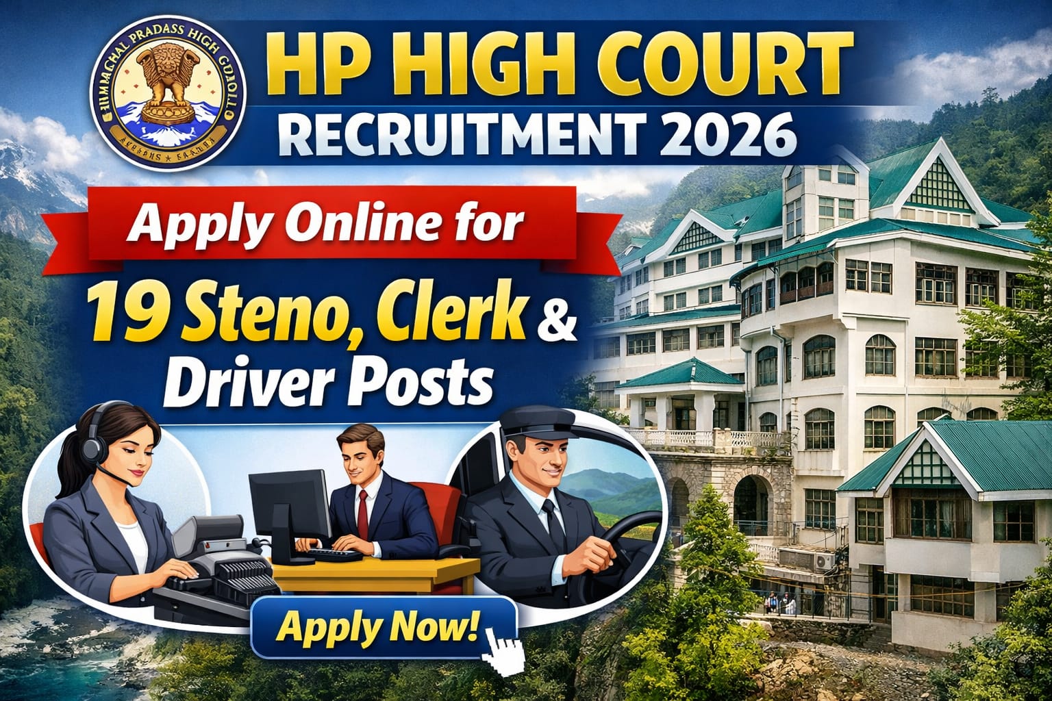 HP High Court Recruitment 2026 - Apply Online for 19 Steno, Clerk and Driver Posts