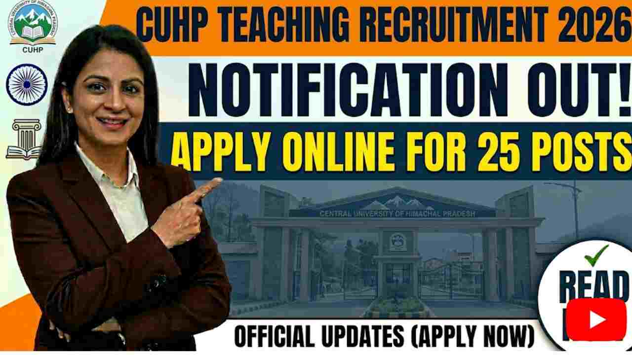 CUHP Teaching Recruitment 2026 Notification Out - Apply Online for 25 Posts