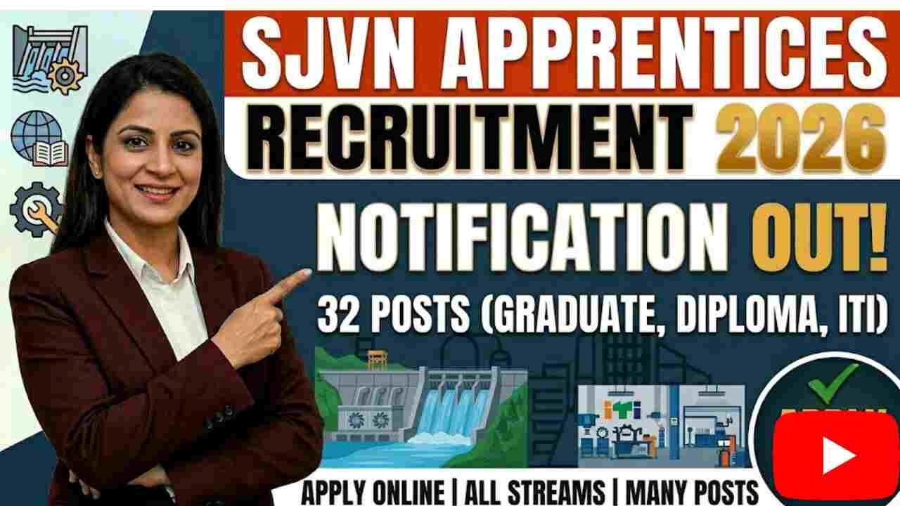 SJVN Apprentices Recruitment 2026 - Apply Online for 32 Graduate, Diploma, ITI Apprentices Posts